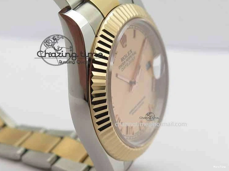 MiroTime 1218 Sleek DateJust II 41mm SS RG BP Maker Best Edition RG Roman Dial On SS RG Bracelet SA 3711
